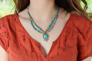 Tibetan Double Strand Drop Necklace