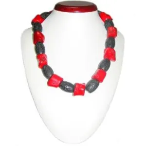 Unique Coral and Lava Bead Necklace