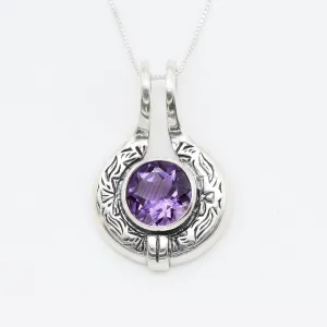 Vintage Amethyst Necklace - Egyptian Necklace - Large Purple Pendant