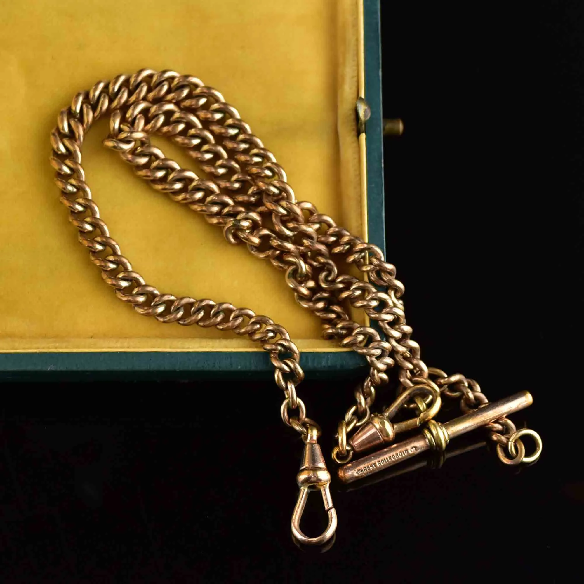 Vintage Rolled Gold Double Albert Watch Chain Necklace
