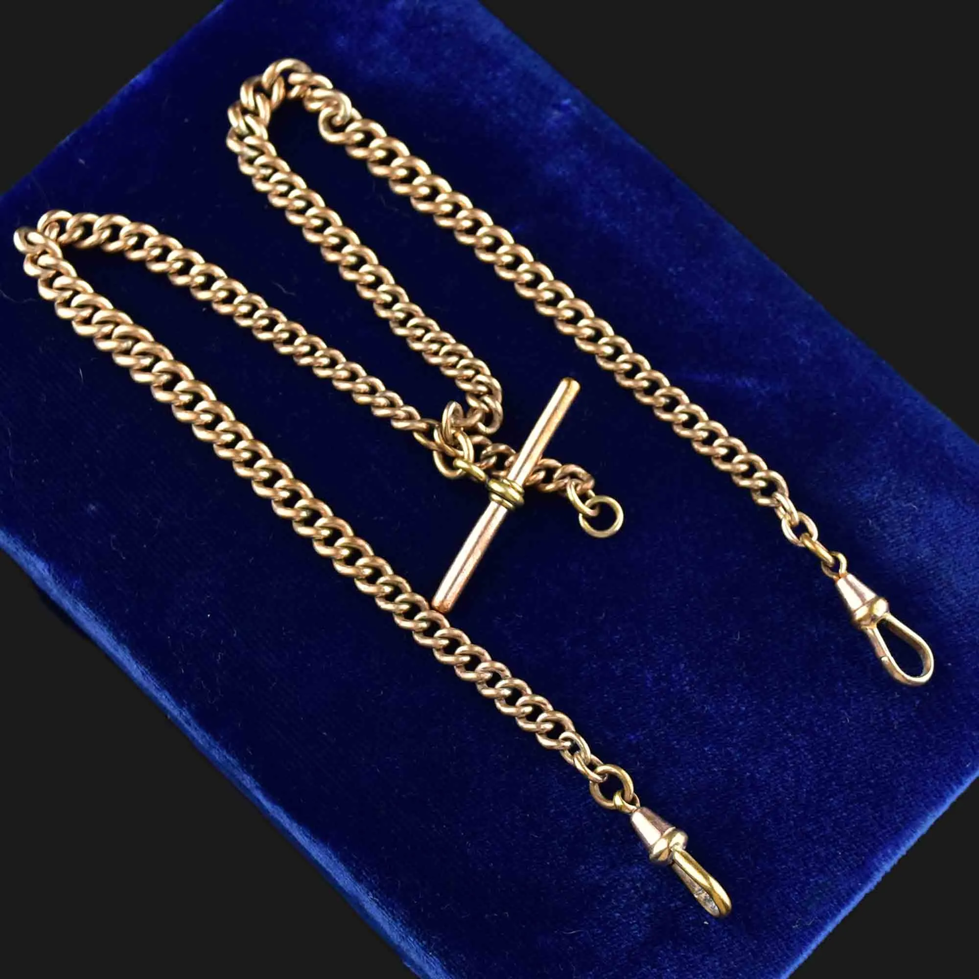 Vintage Rolled Gold Double Albert Watch Chain Necklace