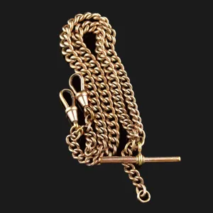 Vintage Rolled Gold Double Albert Watch Chain Necklace