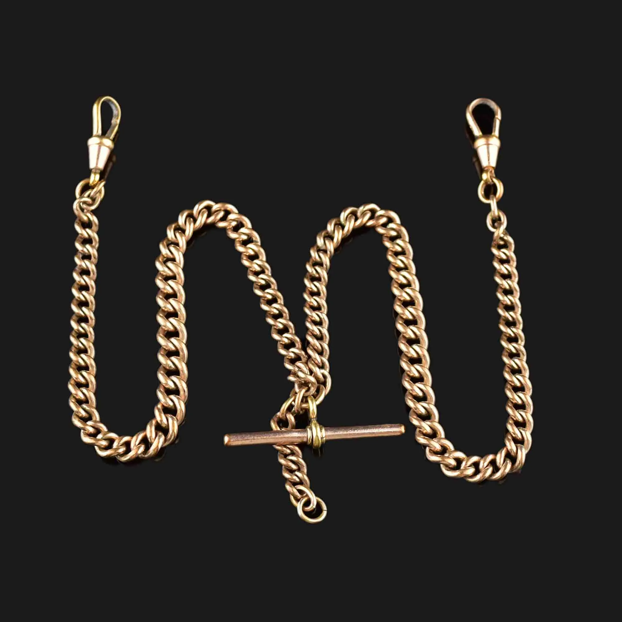 Vintage Rolled Gold Double Albert Watch Chain Necklace