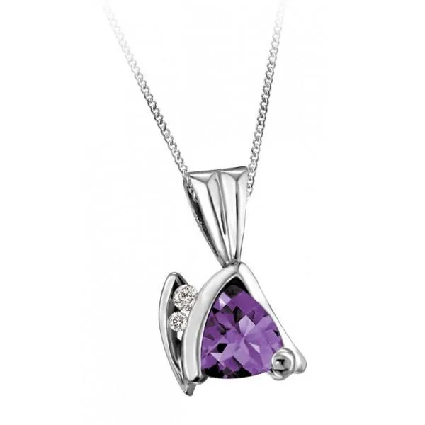 White Gold Diamond Amethyst Pendant