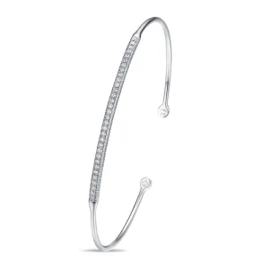 White Gold Single Row Diamonds Bangle