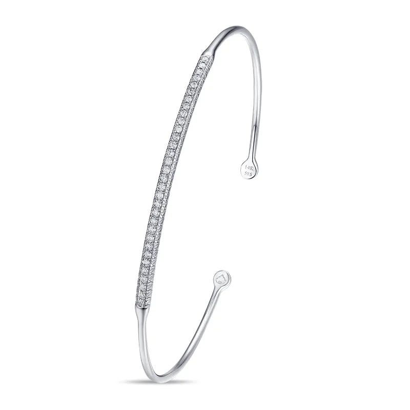 White Gold Single Row Diamonds Bangle