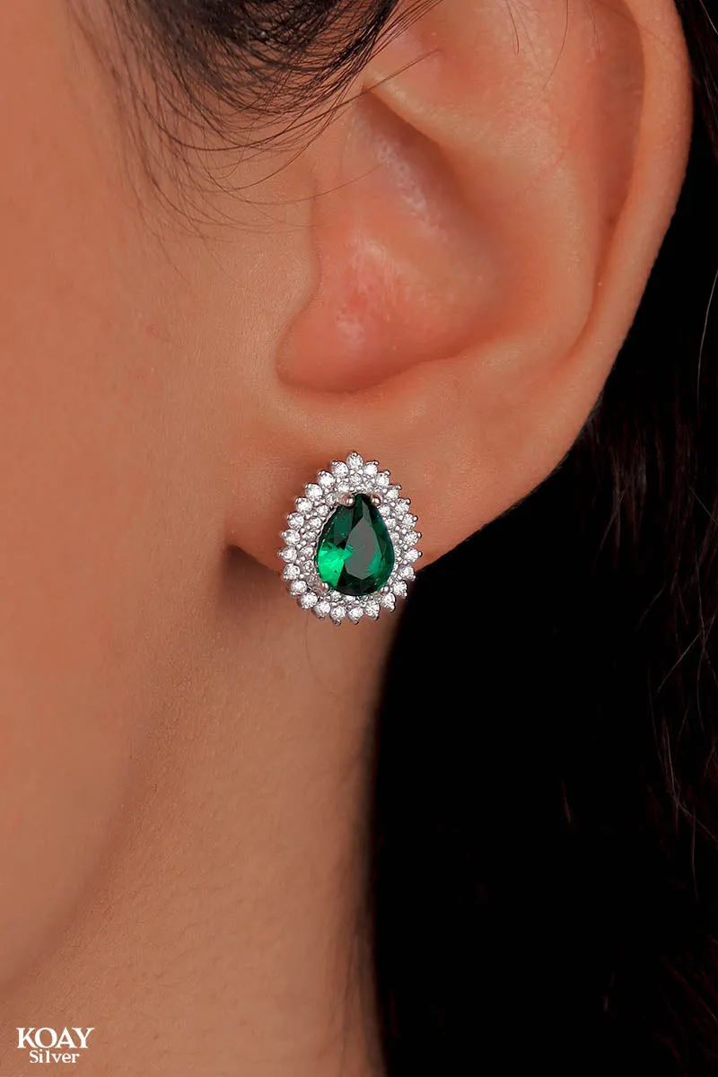 Zircon Oval Green (03) Earring